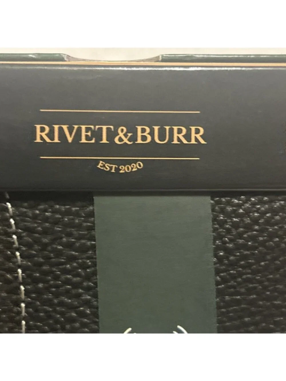 Rivet & Burr Men Wallet Black Genuine Leather Bifold RFID over flap texture See